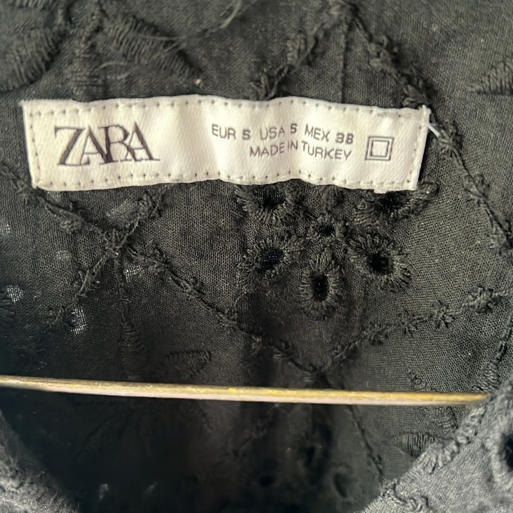 Zara Black Eyelet Shirt - Picture 2 of 3